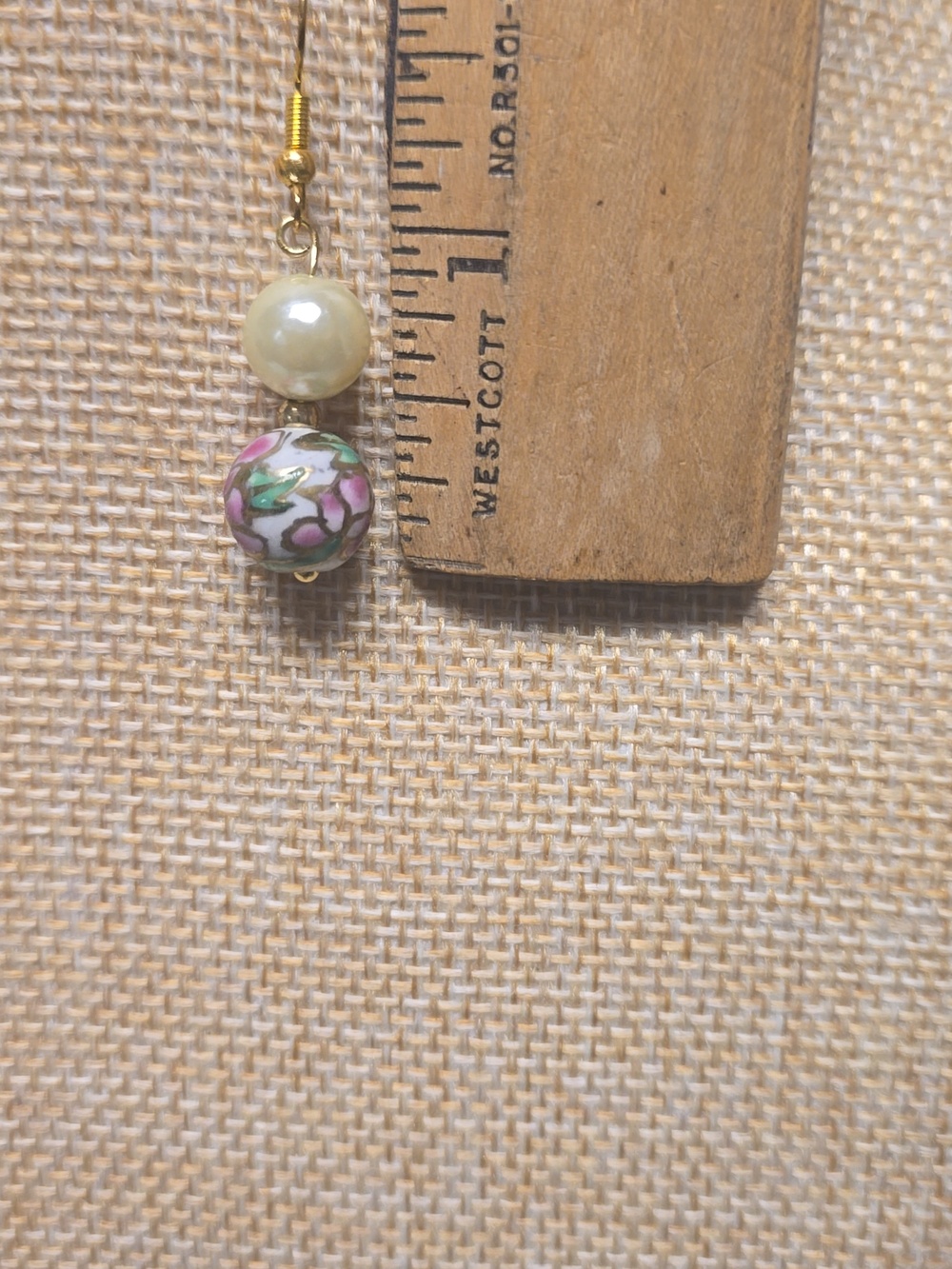 Faux Pearl And Cloisonne Beads Dangle Drop Earrings - Picture 4 of 5